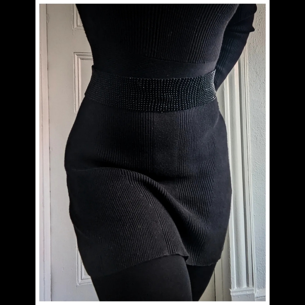 Black Beaded Elastic Belt